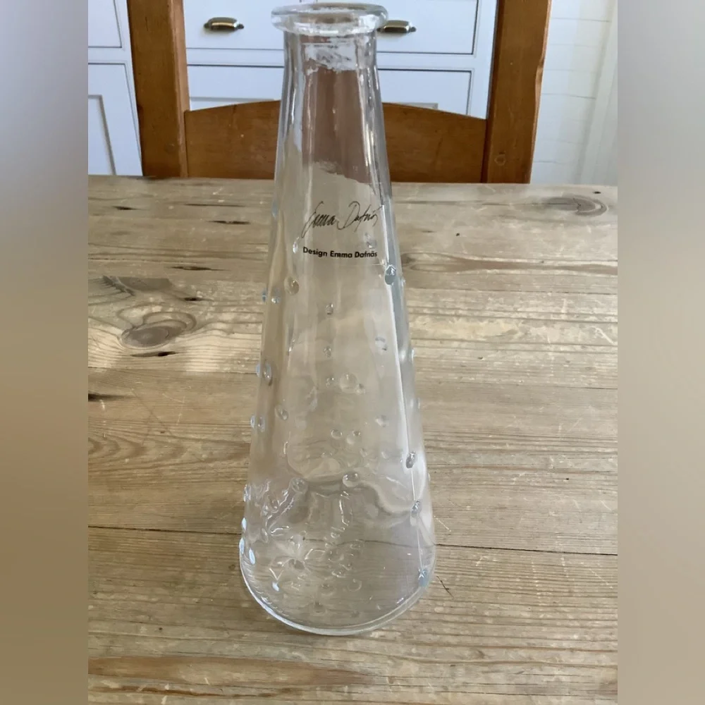 Six Ikea Vases Clear Glass Hobnails Designed by Emma Dafnas